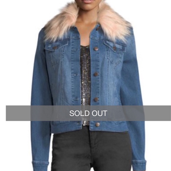 Nanette Lepore Jackets & Blazers - Nanette Lapore Denim Jacket with pink fur collar